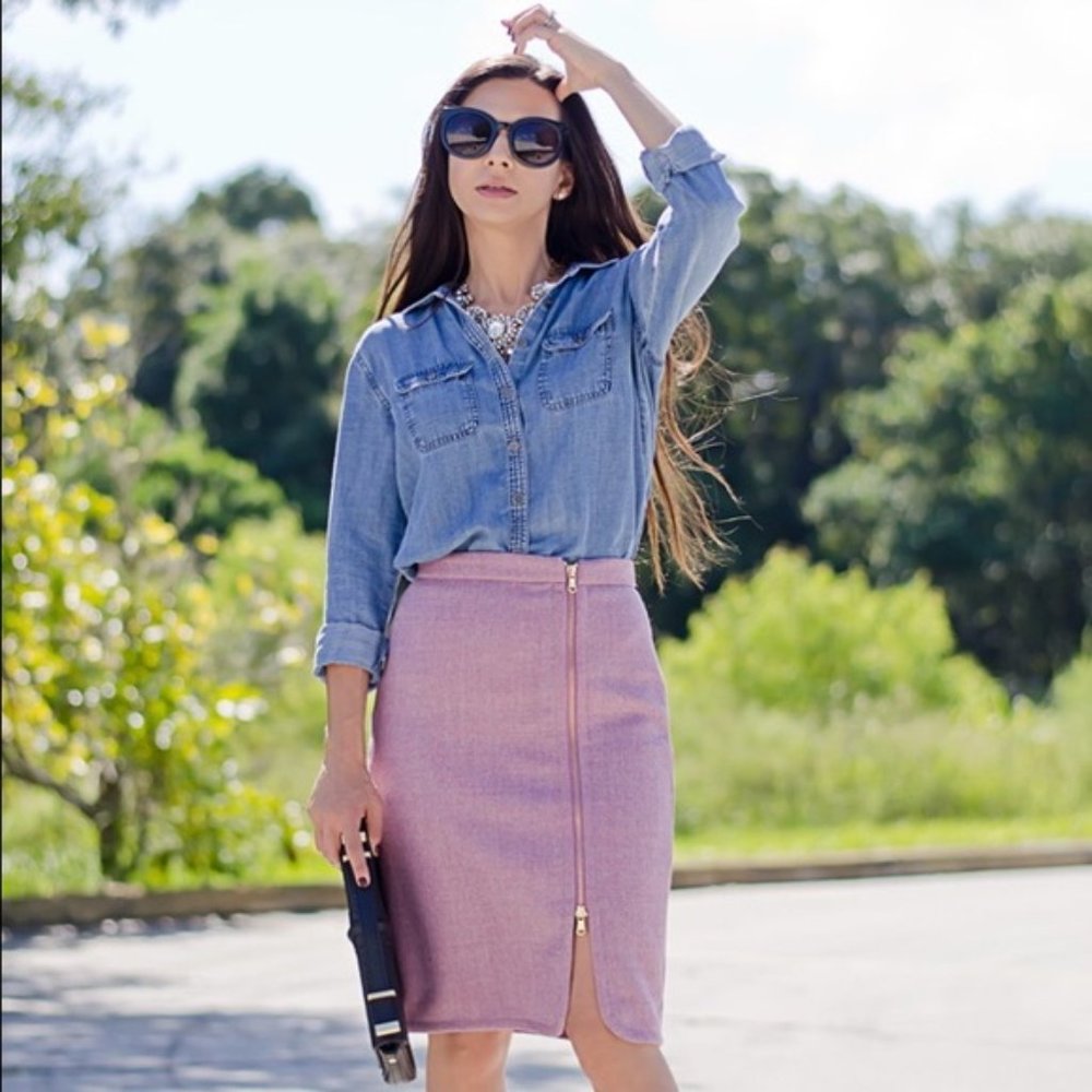 J. Crew Wool Zip Mauve Pencil Skirt